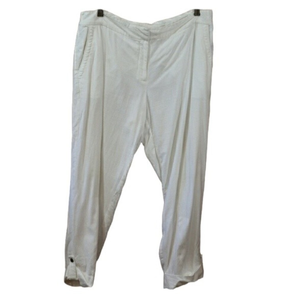 Eileen Fisher White 100% Organic Cotton Roll Up Leg  Capri Pants Medium